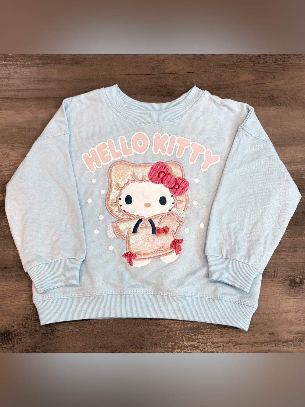 Sanrio Hello Kitty Blue Winter Snow Sweatshirt with Puff Applique Size 2T